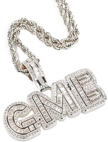 Custom Iced Out Namenskette Personalisierte Bubble Letter Halskette 18 Karat Gold Silber Hip Hop Diamant Namenskette Kette für Männer Frauen A-Z Anfangsbuchstabe Namenskette mit Seil/Tenniskette