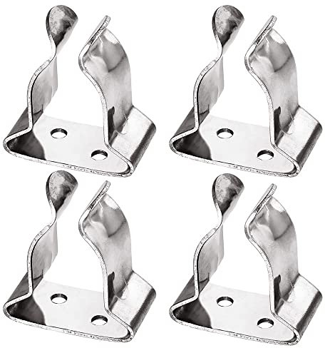 Mojiate 4 Stück Edelstahl-Bootshaken, kleine Federklemmenhalter, Boot, Ruderhalter, Marine-Federclip, silberfarbene Halterung, Clip (2 kleine 5/8-1 Zoll)