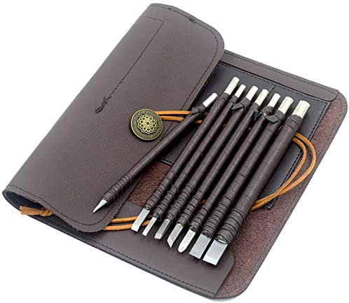 Outil De Sculpture Sur Pierre Burins, 8 Pcs Ensemble De Couteau À Découper En Acier Tungstène Burin, Burin Sceau Graver Sculpter Sculpté Outils Set