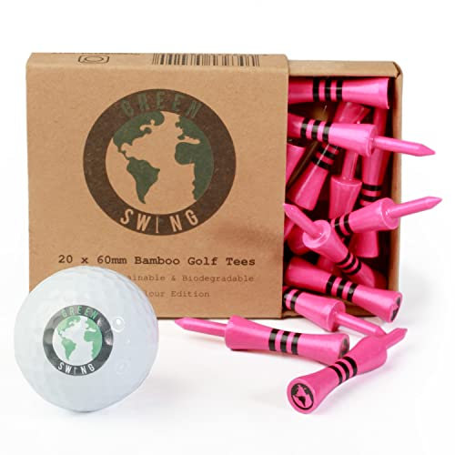 Green Swing 60 Millimetri di bambù Golf Tees, Unisex, Rosa, 60 mm