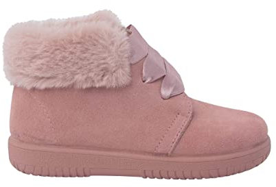 Pisamonas Botitas Niña Serraje Cuello Pelo Cordones Raso Talla 27 Color Rosa