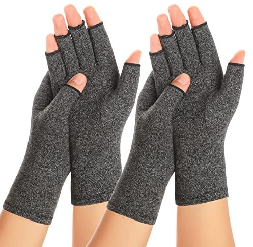 Zexhoor 2 Paar Arthritis Kompressionshandschuhe für Damen und Herren, Karpaltunnelschmerzlinderung, fingerlos für Tippen und tägliche Arbeit