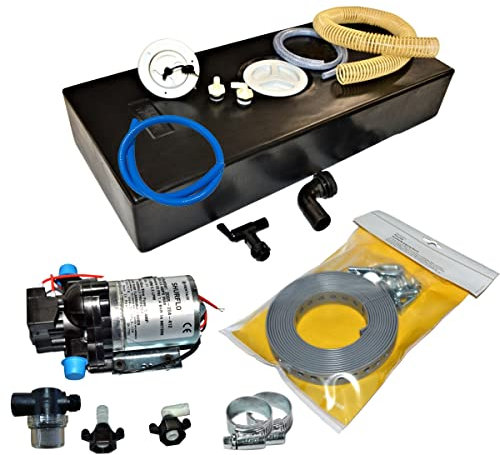 40 Litre Fresh water Tank Kit & Shurflo Water Pump &Fitting kit (White filler cap) compatible with the Ford Transit Custom Campervan
