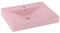 Waschbecken Rechteckig 60 x 46 cm Keramik Waschtisch Waschplatz Handwaschbecken Aufsatzwaschbecken Waschschale Aufsatzwaschtisch mit Hahnloch und Überlauf, Matt-Rosa