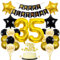 Jxuzh 35. Geburtstag Dekorationen Schwarz Gold - Deko für Männer und Frauen - Luftballons, Girlande, Kindergeburtstag Set - 35 Jahre Jubiläum