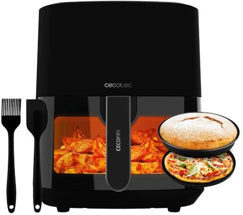 Cecotec Freidora de Aire sin Aceite de 5'5L Cecofry Fantastik Window 5500 Pack Ventana. 1500W, Tecnología PerfectCook, 9 modos de Cocinado, Táctil, Temperatura Regulable 80-200ºC, Ventana, 5,5L