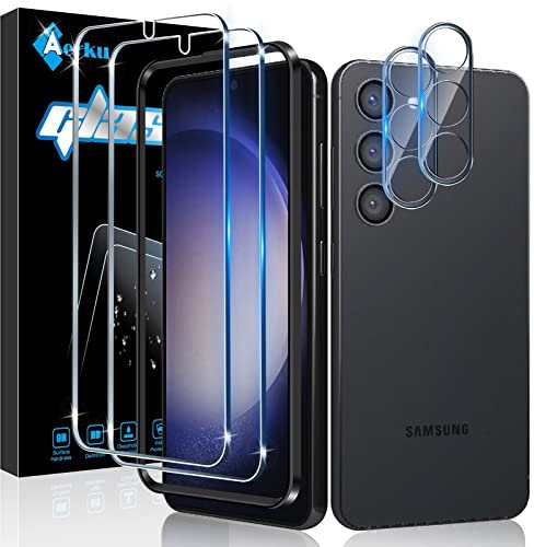 Aerku Verre Trempé pour Samsung Galaxy S23 Plus 5G avec Caméra Arrière Protecteur [2+2 Pièces], Dureté 9H [Sans Bulles] [Ultra HD] Ultra Résistant Film Vitre Trempé Protection écran [Transparente]
