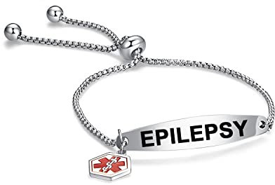 AITENME Medizinische Armband für Damen SOS Notfall Armbandrmbänder aus Edelstahl Alarm ID Verstellbare Slider Armbänder für Frauen Mädchen Mama Freundin Silber