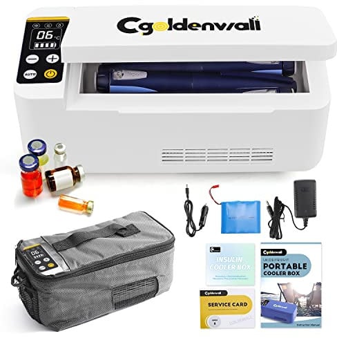 CGOLDENWALL Refrigerador de Insulina Portátil de Gran Capacidad 180 * 79 * 31mm, Nevera Medicamientos con 2-8℃ Temperatura Constante, Sistema de Alarma & Pantalla LED, para Coche, Hogar, Viaje