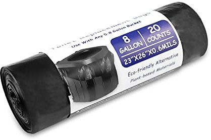 Fousenuk 20 stück Toilettenbeutel Schwarz, Campingtoilette Beutel Biologisch Abbaubare 22L für Alle Campingtoiletten, Campingtoilette Zubehör wasserdichte für Campen, Wandern, Reisen