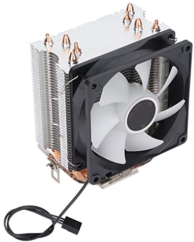 Ventilateurs de Refroidissement pour Ordinateur RVB, 90 Mm 3 Broches 4 Caloducs,Fonctionnement Silencieux, Ventilateur de Processeur pour Intel LGA 775,pour Core2DUO,pour Celeronp (ventilateur unique)