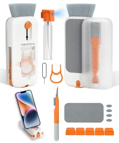 FOTIPEW Kit Pulizia Tastiera,12 in 1 Kit Pulizia iphone,Pennello Pulizia Elettronica per Tastiera Meccanica, iphone ipad macbook,Obiettivo Fotocamera TV con Flacone Spray da 3 ml Compatto con Brevetto