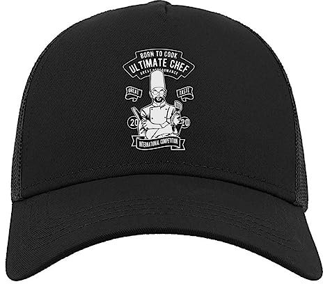 Ultimate Chef Born to Cook Halbmaschige Trucker-Cap-Baseballmütze aus Baumwolle Schwarz