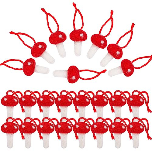 WEBEEDY 24 Stück Filz Pilz Weihnachtsdekoration Zum Aufhängen Weihnachtsbaumschmuck Dekorationen Für Weihnachten, Hochzeit, Urlaub, Party Dekoration