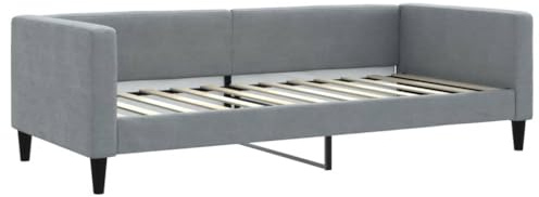 Hommdiy Tagesbett Bettsofa Sofa Bett Sofabett Schlafsofa Bettgestell Hellgrau 90x200 cm Stoff Matratze Nicht enthalten