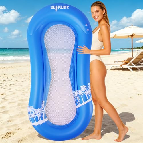 ZHUYNXIR Pool lounger float for adult,pools floating chair, Adult mesh bottom pool float,Great for chilling in the pool and have held up with kids crawling on them,170x80cm blue.