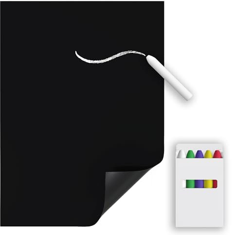 TMS Magnetische Tafel für Kühlschrank mit Anti-Staub-Kreide | Whiteboard, Kreidetafel, Memoboard oder Pinnwand | für Mahlzeiten, Zuhause, Büro oder Familienplanung (A5 (21 x 15cm), Schwarz