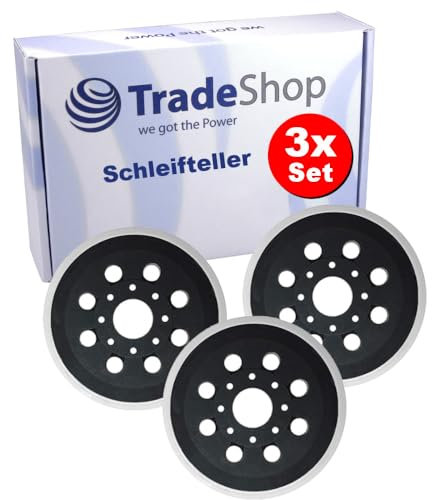 Trade-Shop - Platos de lija con cierre autoadherente, 125 mm de diámetro, 8 agujeros para lijadora orbital Bosch Skil, 3 unidades