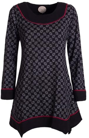 Vishes - Alternative Bekleidung - Langarm Damen Tunika Shirt-Kleid Ethno Zipfel-Bluse Blusenkleid