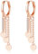 Loutade Sterling Silver Tassel Chain Hoop Earrings with Flat Disc Dangling, Rose Gold CZ Drop Hoop Earrings with Long Tassel Chain Dangle