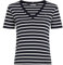 Tommy Hilfiger T-Shirt Manches Courtes Femme New Slim Cody V-Neck Col en V, Multicolore (Nos Breton Desert Sky/Ecru), M