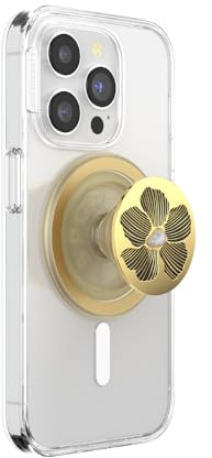 PopSockets Handygriff für MagSafe, magnetisch- Mae Blume Perle | Mit Magnet, Abnehmbar, Kindle/iPhone/Android/Tablet, Gold, Zubehör für Handy & Elektronik