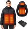 Veste Chauffante Homme et Femme - Blouson Chauffant USB Électrique avec Batterie 10000mAh, 5 Zones Chauffantes & 3 Niveaux de Température - Manteau Doudoune à Capuche pour Hiver et Moto