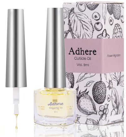 ADHERE Nagelöl für Nägel Professionelles Nagelöl 8ML, Jojoba-Nagel- und Nagelhautöl enthält Vitamine mit weichem Pinsel, zur Nährstoffversorgung, Hydratation, Pflege trockener rauer Nägel(Blumig)