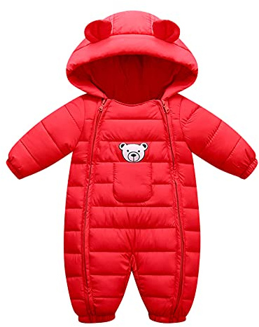 MOVAWAKY Combinaison De Neige Unie pour Tout-Petits en Hiver,Body Barboteuse à Capuche Fourrure Capuche Jumpsuit avec Gants Combinaison Neig Enfant Combinaison Doudoune Mixte BéBé | |