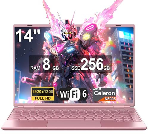 NOTODD Ordinateur Portable 14 Pouces 4 cœurs Celeron N5095 (jusqu'à 2,9 GHz),8+256GB SSD Soutien Extension 1TB,PC Portable Win11 avec 5G WiFi 1920x1200 Souris sans Fil&AZERTY Clavier Couverture-Pink