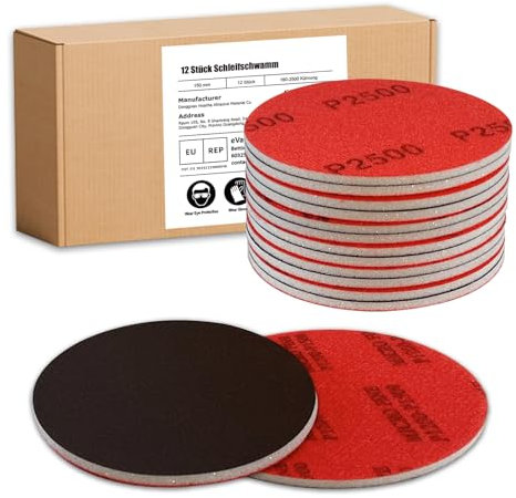 12 Stück Schleifschwamm, 2000 Körnung 150mm Schleifblock, Weichschaum Sand Block Nass Trocken Schleifpapier für Modell Trockenbau Metall Holz Möbel Polieren