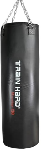 Train Hard® PVC Boxsack Sandsack Punching Bag gefüllt inkl. Heavy Duty Stahlkette und Drehwirbel