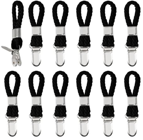 12 Stück Handtuch Aufhänger Handtuchaufhänger Clip Handtuchclips Aufhänger für Handtücher Handtuchklammer, Geschirrtuchhalter Handtuchklammern zum Aufhängen Handtuch Clips zum Aufhängen (Schwarz)
