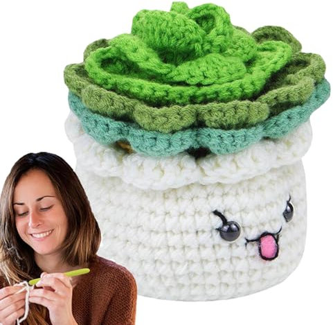 gehäkelte blumen-untersetzer-Set, häkelarbeit set für erwachsene, leicht anfänger häkelset mit vasenuntersetzern und schrittweise video-anleitung, projekt von a