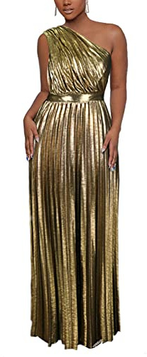 AOMEI Robe longue plissée élégante sans manches pour femme