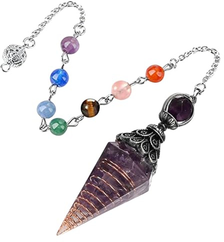 Pendulum Edelstein 7 Chakra,Pendel zum Wahrsagen der Radiästhesie aus Amethyst,Wahrsagerische Pendel Heilsteine,Radiästhesie Pendel,Wahrsagerische Pendel aus Amethyst,Spirituelle Geschenke