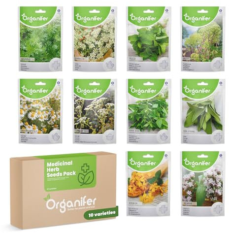 Pack De Graines D'Herbes Médicinales - 10 Variétés - Pour Une Santé Naturelle - Graines Sans Ogm - Graines D'Herbes - Pour Une Utilisation En Intérieur - Organifer