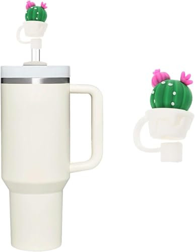 Green Cactus Straw Cover for Stanley 40&30 Oz Cup,Cute Straws Topper for Tumblers,10mm Silicone Covers Cap for Stanley Cup Accessories,Straw Cap Stopper for Reusable Straws Tip Lids