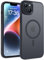 TOCOL Magnetic for iPhone 14 Plus Case 6.7-Inch, Fit for MagSafe, [14FT Military Grade Drop Tested], Shockproof Slim Anti-Fingerprint Translucent Matte Back Protective Phone Cover (Black)
