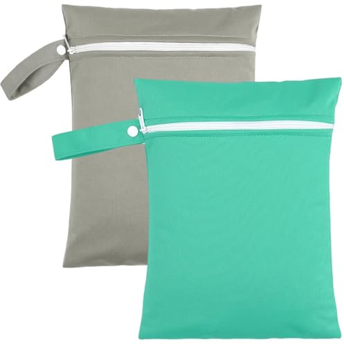Jortmrd 2 Piezas Bolsas Húmeda Seca Bolsa Impermeable Piscina Ropa Mojada Wetbag Reutilizable con Cremallera Bolsa de Almacenamiento para Hogar Natación Viaje Playa (40 x 30 cm)