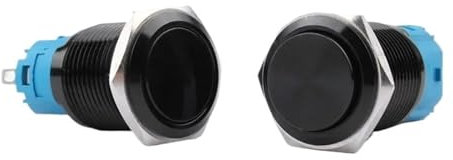 Interruttore a pulsante in metallo da 16 mm, nero ossidato, piatto/testa alta, autobloccante, auto-reset, impermeabile, piccolo interruttore a pulsante(High head,Self-locinkg)