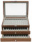 Kazafa Vintage Walnut Pen Display Case 34-Slot Large Capacity 3-Tier Wooden PenStorage Organizer with Glass Lid & Velvet Lining Pen Storage Organizer for Fountain Pens