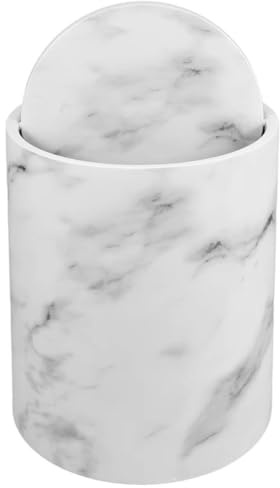 Lpitoy Poubelle Moderne, Poubelle À Motif De Marbre avec Couvercle Pivotant, Poubelle Ronde, Corbeille À Déchets pour Salle De Bain, Cuisine, Bureau