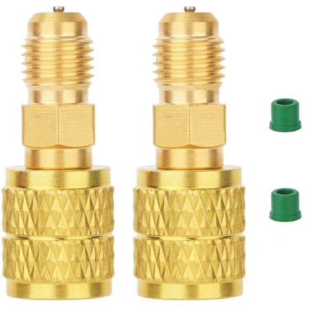 2pcs R32 R454B Adaptateur en Laiton pour Réfrigérant, Filetage Inversé Femelle 1/4 vers Mâle 1/4 Raccords Rapides Compatible avec R454B R32 Réfrigérant Réservoirs Séparation Systèmes