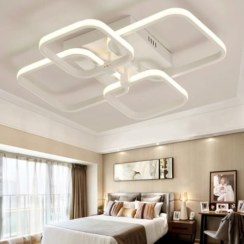 Warmiehomy LED Deckenlampe Dimmbar, 2800k-6000k Deckenleuchte mit Fernbedienung, 40W Modern Weiß Deckenlampe Wohnzimmer für Schlafzimmer, Küche, Büro, 64x46x12cm
