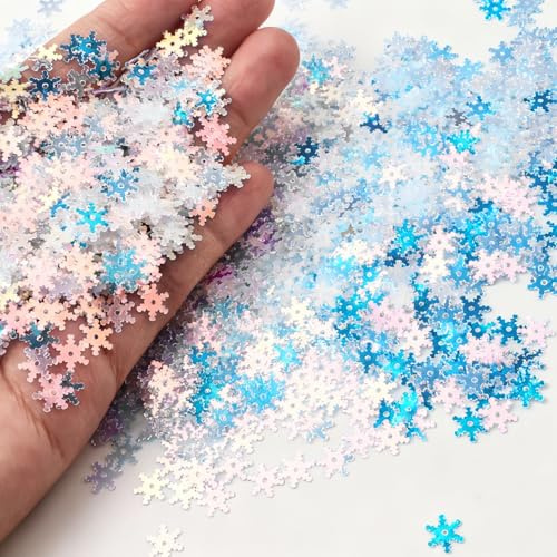 2000 Stück Schneeflocken Deko Konfetti, Streudeko Weihnachten, Glitzer Konfetti, Winterdeko für Tischdeko, Weihnachtsfeier, Basteln, Winter Wonderland, Frozen Theme