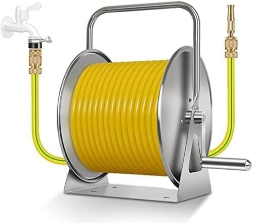 Einziehbarer Schlauchwagen, Wand-/Bodenmontage, Wasserrohrtrommel, Gartenschläuche, Wasserschlauchständer aus Edelstahl(30m Water Pipe)