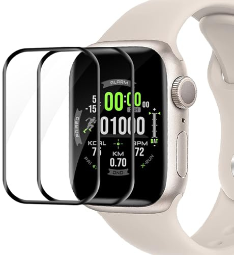 Cable Leader 2 Stück Schutzfolie für Panzerglas für Apple Watch Series 9/8/7 45mm, Ultra-HD Anti-Fingerabdruck Anti-Öl iWatch 45mm Schutzglas, 3D Full Screen Anti-Kratzer Apple Watch 8 45mm Glasfolie