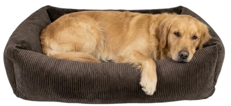 Petlando Hundebett orthopädisch, Like Ortho Luke, Braun, L, 120x80x25cm | Für große Hunde, ergonomisch, rutschfest, stabiler Rand, waschbarer Bezug, Schaumstoffkern mit 3D-Noppenstruktur