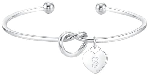 ZOERAY Knoten Armband Damen Gold Silber 925 Armbänder mit Buchstaben Herz | 18K Vergoldete Armkette Silber,Personalisierte Herz Anhänger Armbänder Liebesknoten,Schmuck Weihnachtsgeschenke Frau Mädchen